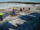 WSSL GIGA-SPAN Tent, CNRL, preparing the entrance frame component