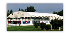 Garden Court Logo Branded Clearspan Tent (3X), Spruce Meadows, Calgary