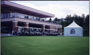 White Canopy Golf course event Peak Marquee MQ15 Tent