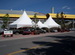 White Peak Marquees tents used to provide shade for vehicles