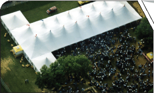 Large venue Peak Pole Festival Tent, PPT40X, with two 30x30 Marquees linked