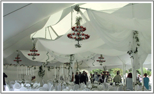 Inside of a large venue Peak Pole PPT40X Wedding Tent