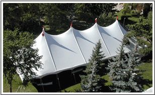 Arial view of a White Event Tent, High Peak Pole Tent PPT40X