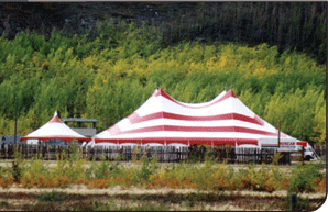 Twin Peak Pole Tent, Red and White stripes, Marsh Lakes Party Rental, NWT