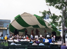 Stagecover, band shell, arabesque saddle shape span 41