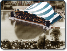 Stagecover, band shell, arabesque saddle shape span 56