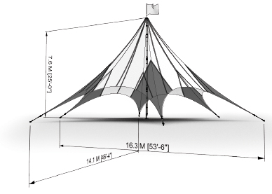 Layout drawing including dimension of an MQ20H Peak Marquee