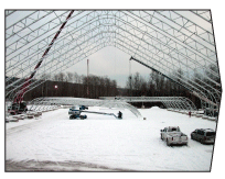 WSSL GIGA-SPAN Tent, Arctic Winter Games, the large event tent being setup