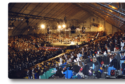 Inside the completed GIGA Span Tent during the Artic Winter Games