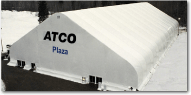 Atco Plaza Branded Logo Clearspan tent, winter, Fort McMurray