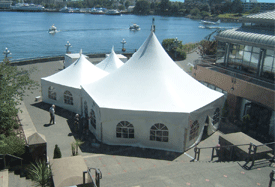 White Marguee Tents with Window Walls in Custom configuration (2 x Hex34, MQ20)