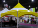 WSSL Trade Show MQ15 Peak Marquee Tent with Yellow and White Canopy at an indoor Trade Show venue