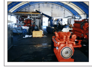 Inside picture of storage in a fabric structure steel building