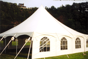White High Peak Pole Tent PPT30X, easy to install and store, ready for a garden party