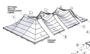 Top view of a Peak Pole Tent, PPT60X, two ends, two mid sections
