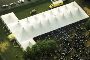 Large venue Peak Pole Festival Tent, PPT60X, with two 30x30 Marquees linked