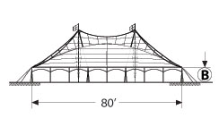 Side view drawing, Peak Pole Tent, PPT80X