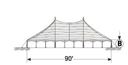 Side view drawing of Peak Pole Tent, PPT90X