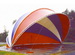 WSSL Dome Stagecover SC50, portable bandshell and stagecover, red white and blue fabric