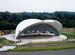 WSSL Arabesque Band Shell Cover Tent, model SA80 Wide, being used as an band stage cover for a theme park